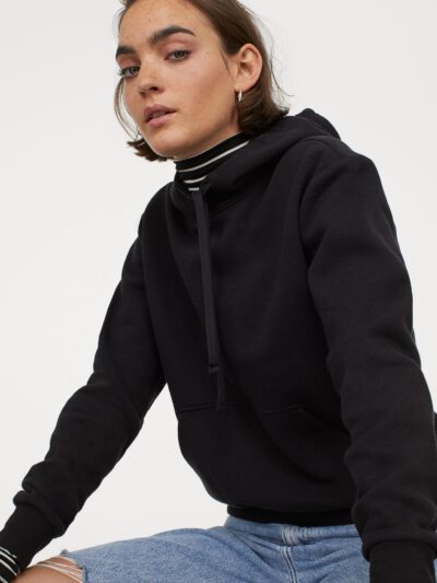 Solid Black Woven Boxy T-Shirt Dress